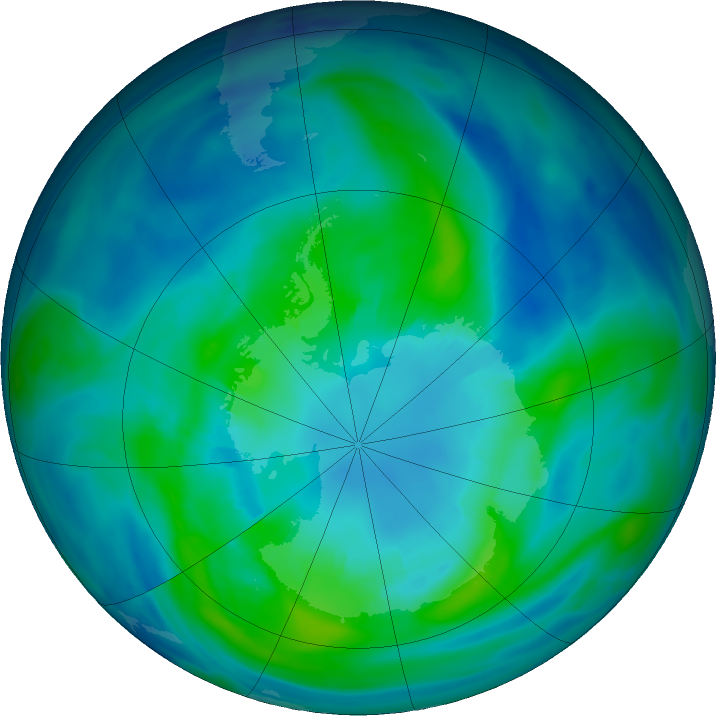 Antarctic ozone map for 10 April 2024
